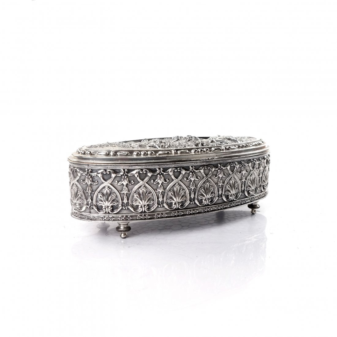 Silver Plate Oval Carved Box (1 of 5)