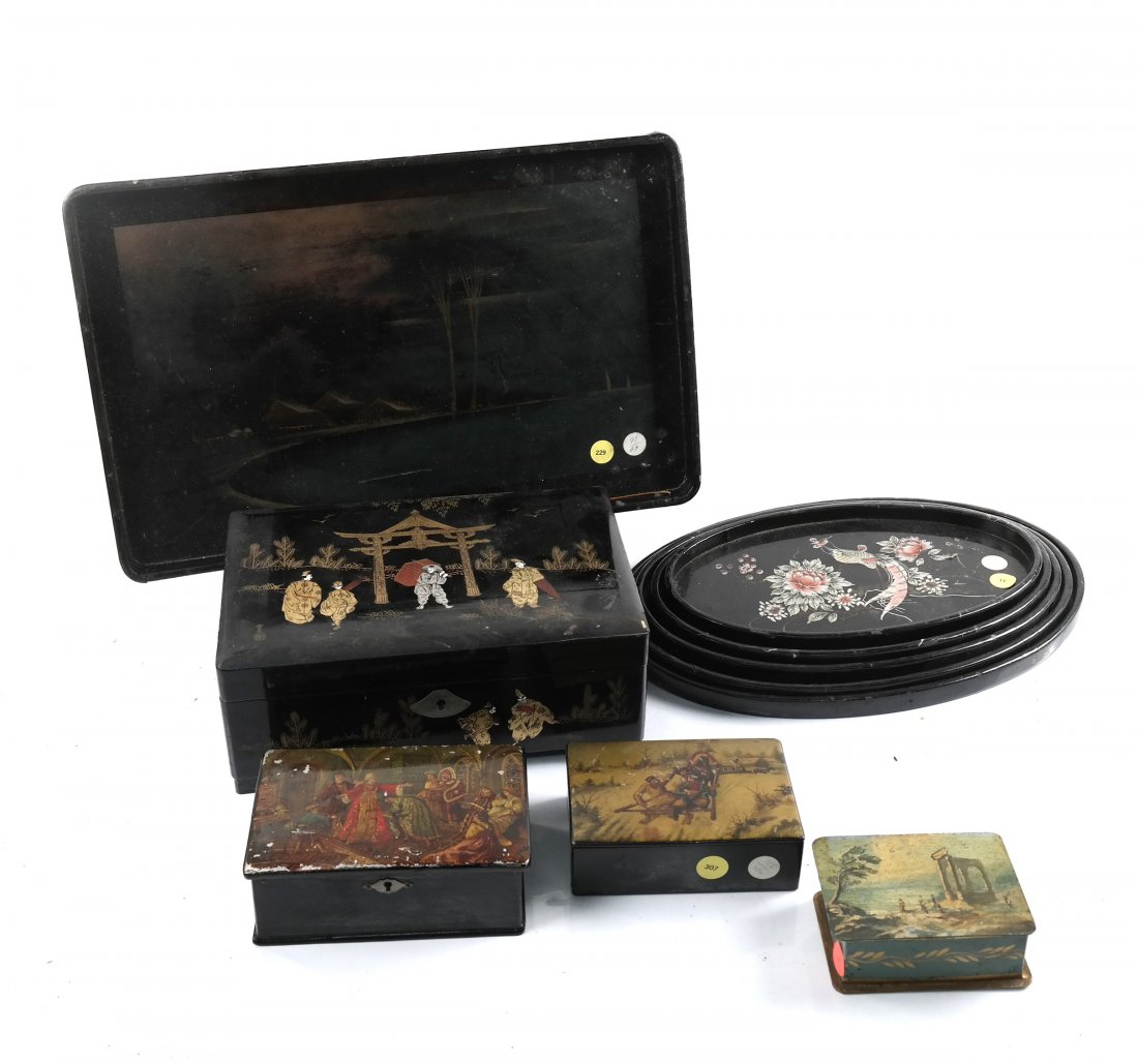 Ten Lacquered Trays and Boxes (1 of 7)
