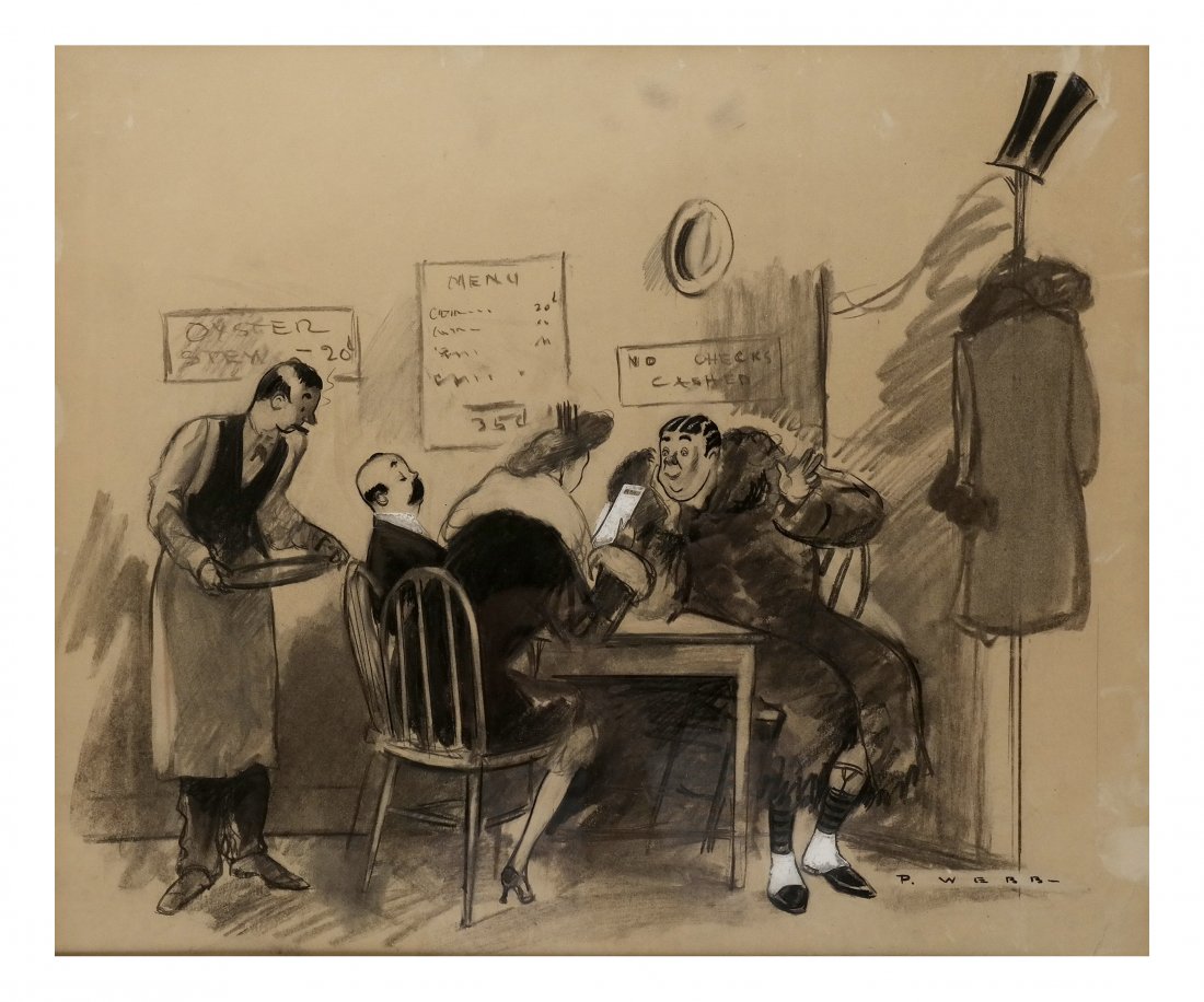 P. Webb, Ink and Pencil, "A Dinner" (1 of 5)