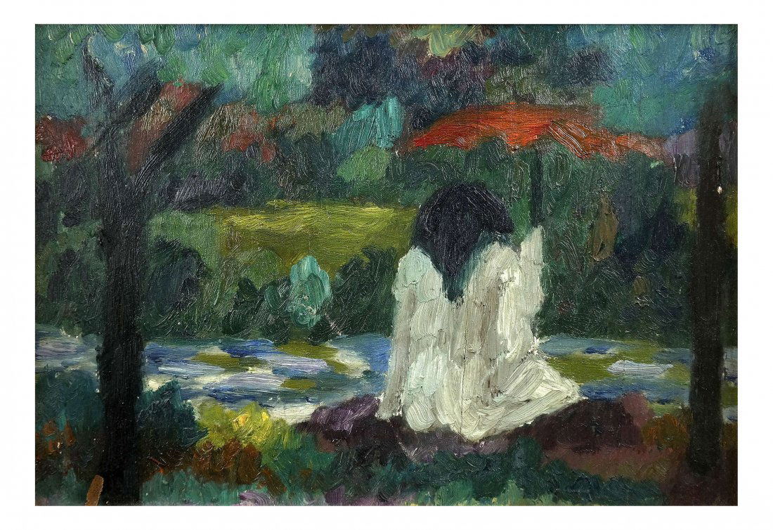 Girl with an Umbrella, Oil on Panel (1 of 4)