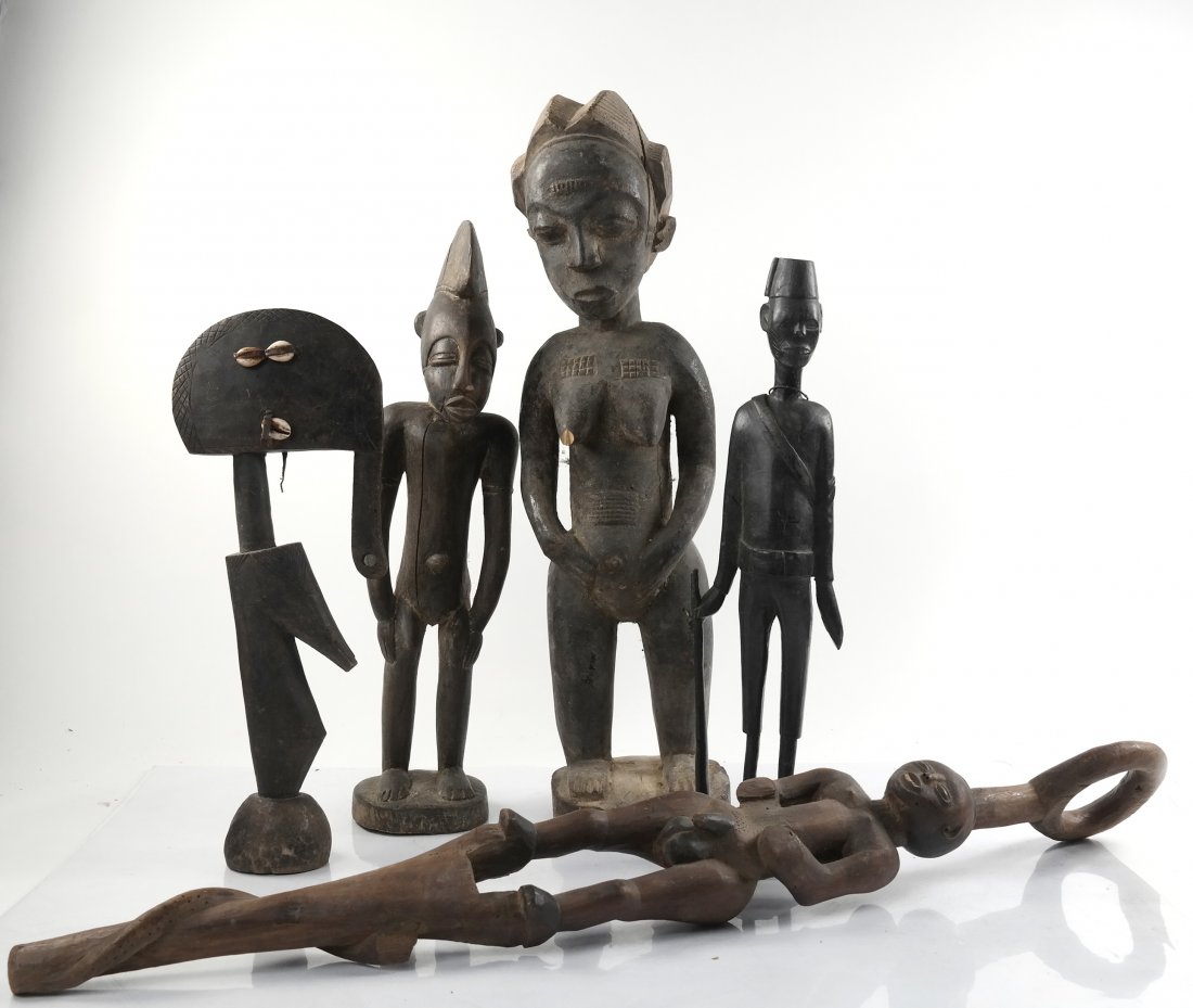 Five Carved Wood African Sculptures (1 of 4)