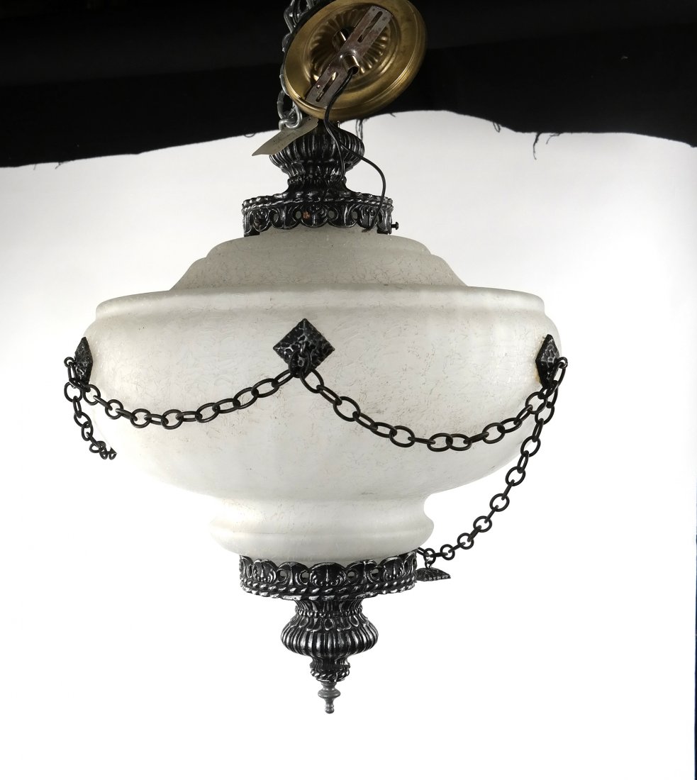 Frosted Glass Globe/Metal Light Fixture (1 of 3)