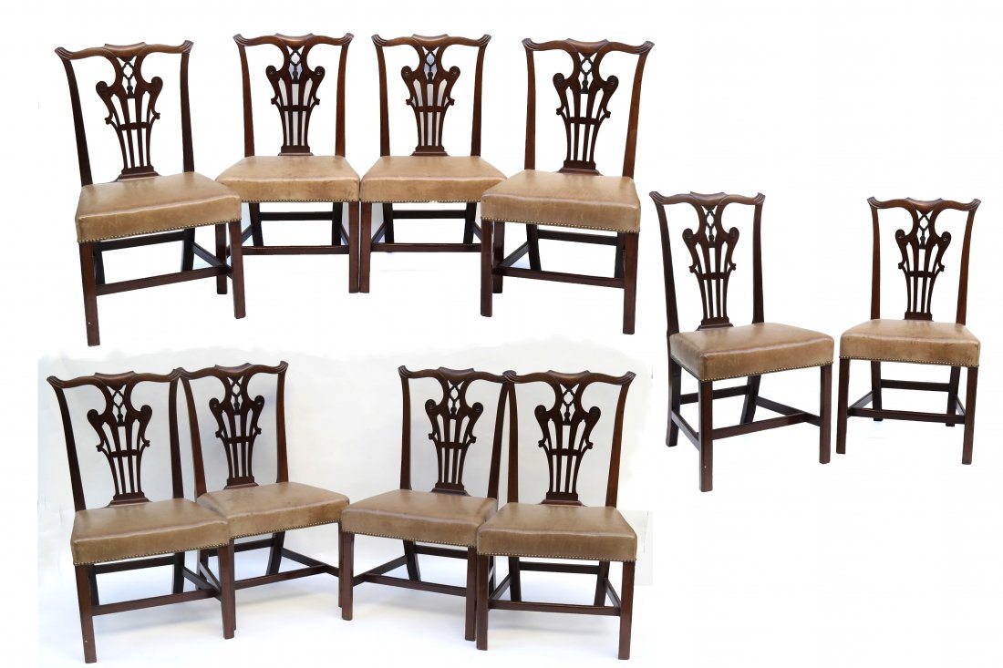 Set of 10 Chippendale Dining Chairs (1 of 9)