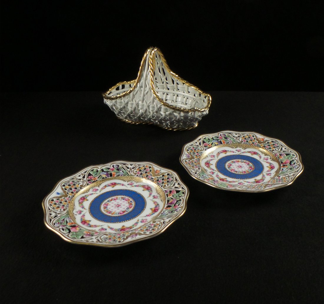 Meissen Basket and Two Dresden Plates (1 of 3)
