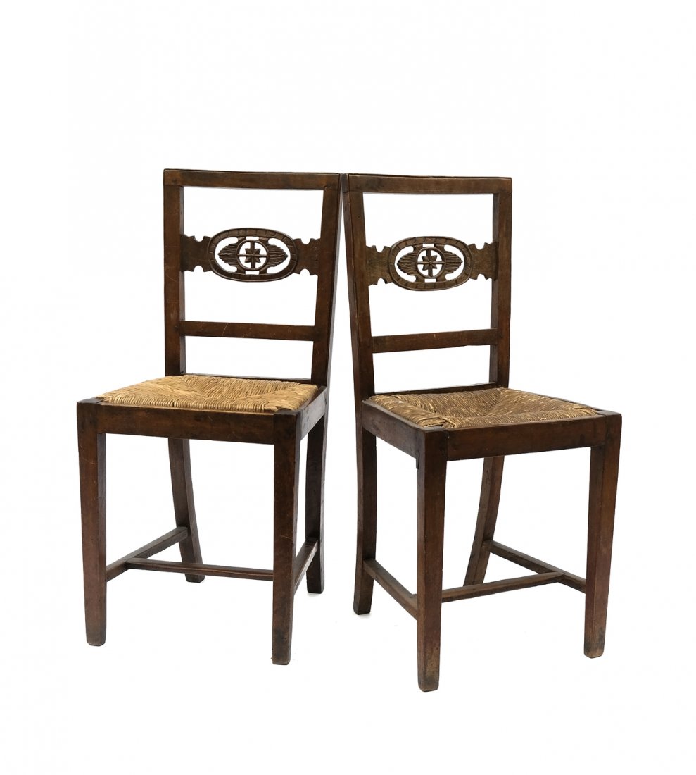 Pair of Antique Rush Seat Side Chairs (1 of 3)