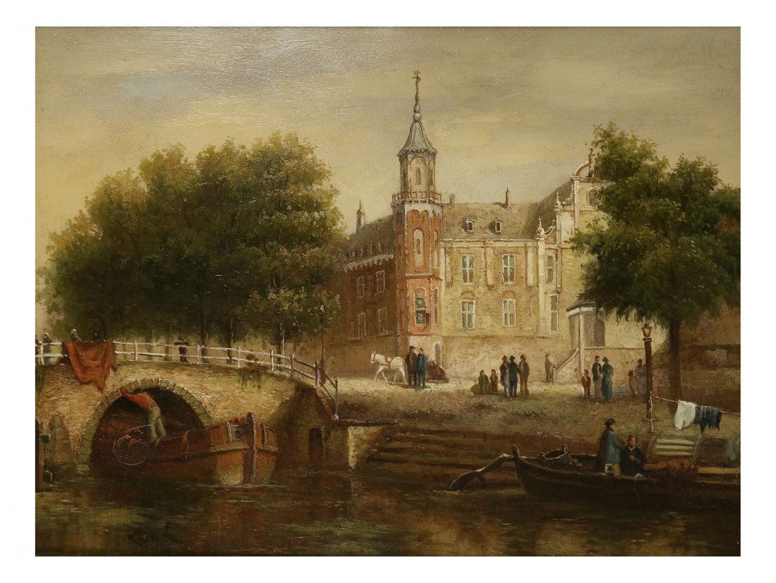 Framed Print, Figures at a Bridge (1 of 4)