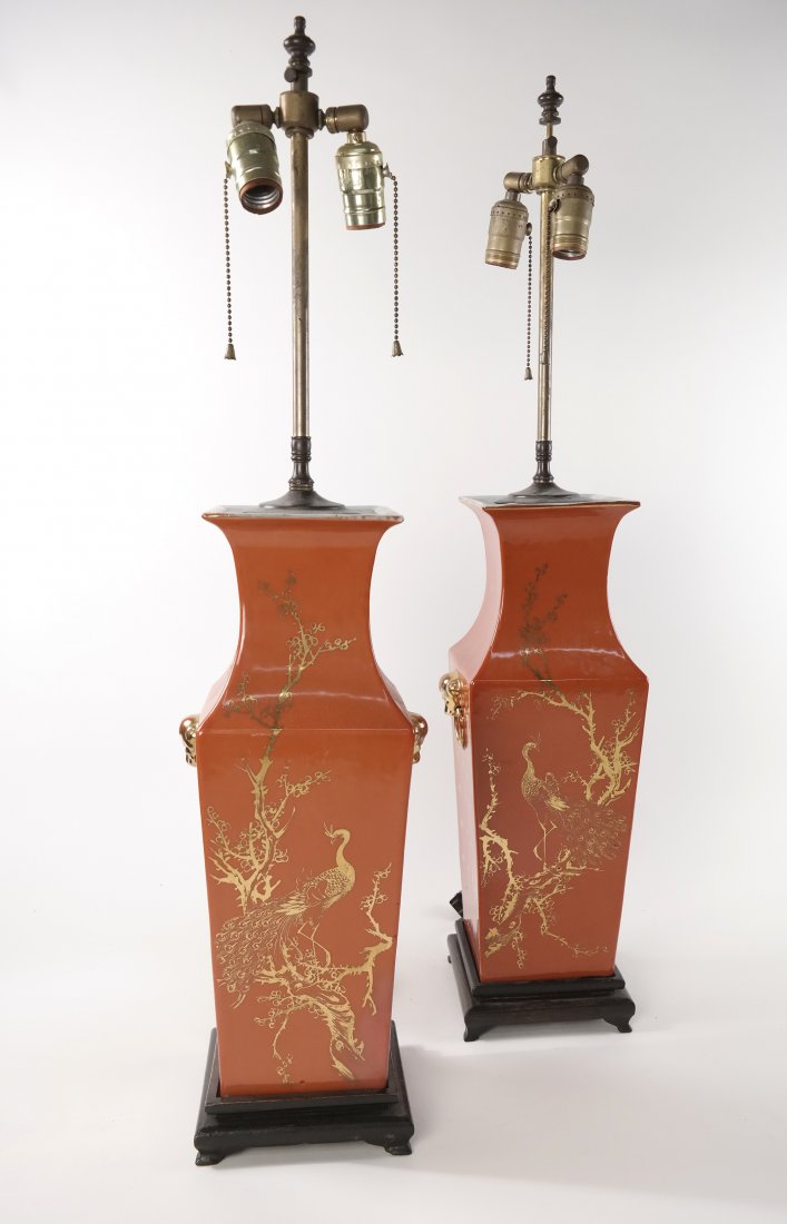 Pair of Asian-Style Porcelain Vase Lamps (1 of 5)