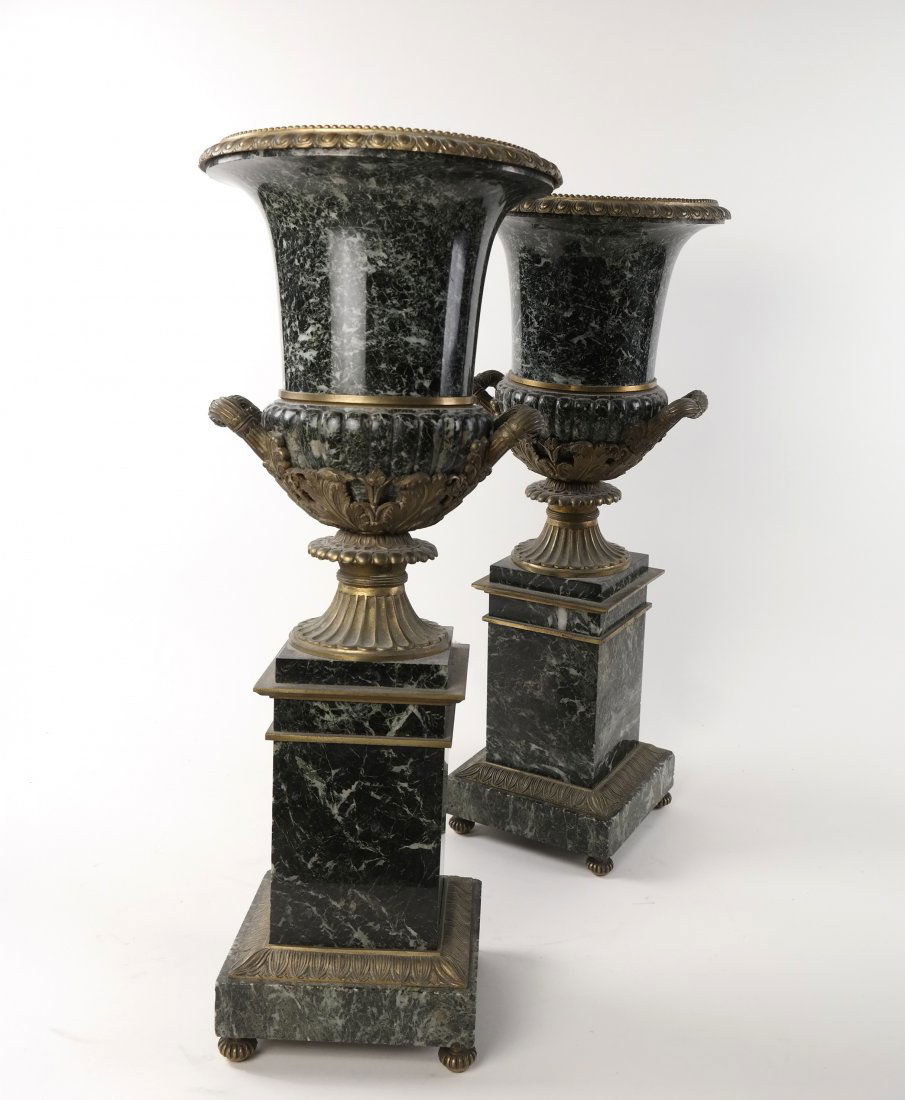 Pair of Empire Bronze & Marble Urns (1 of 5)