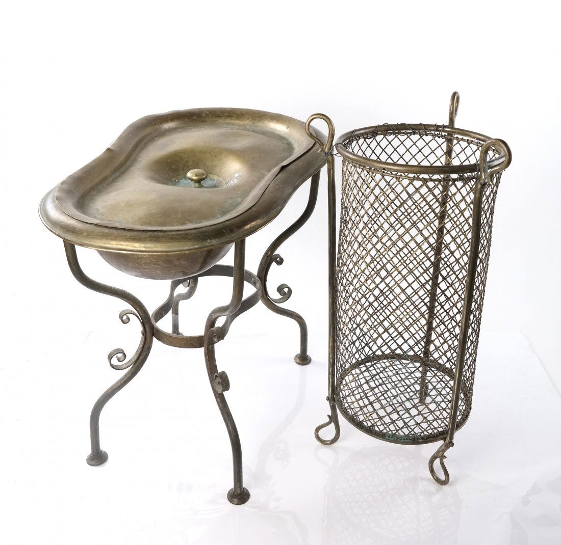 Brass Chamber Pot and Waste Basket (1 of 7)