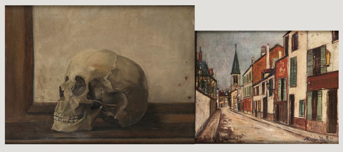 Print of Street Scene and Skull Oil on Canvas (1 of 8)