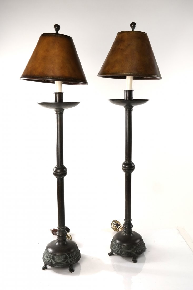 Pair of Bronze Candlestick Lamps (1 of 5)