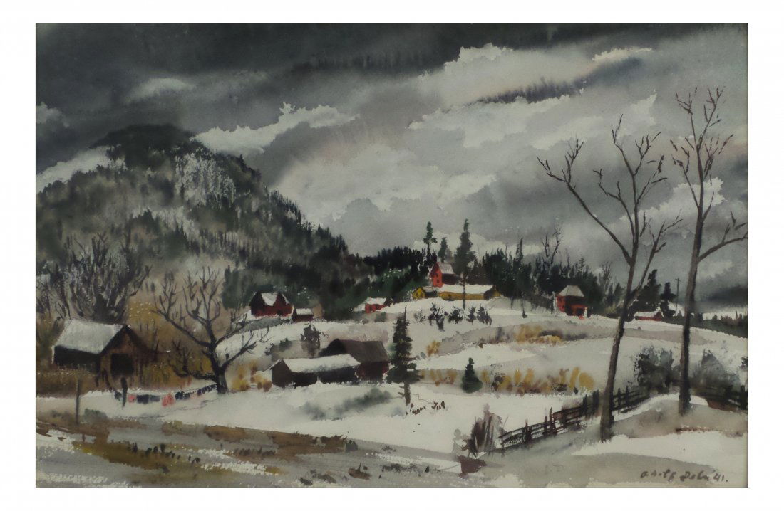 Adolf Dehn, Watercolor, "Winter" (1 of 7)