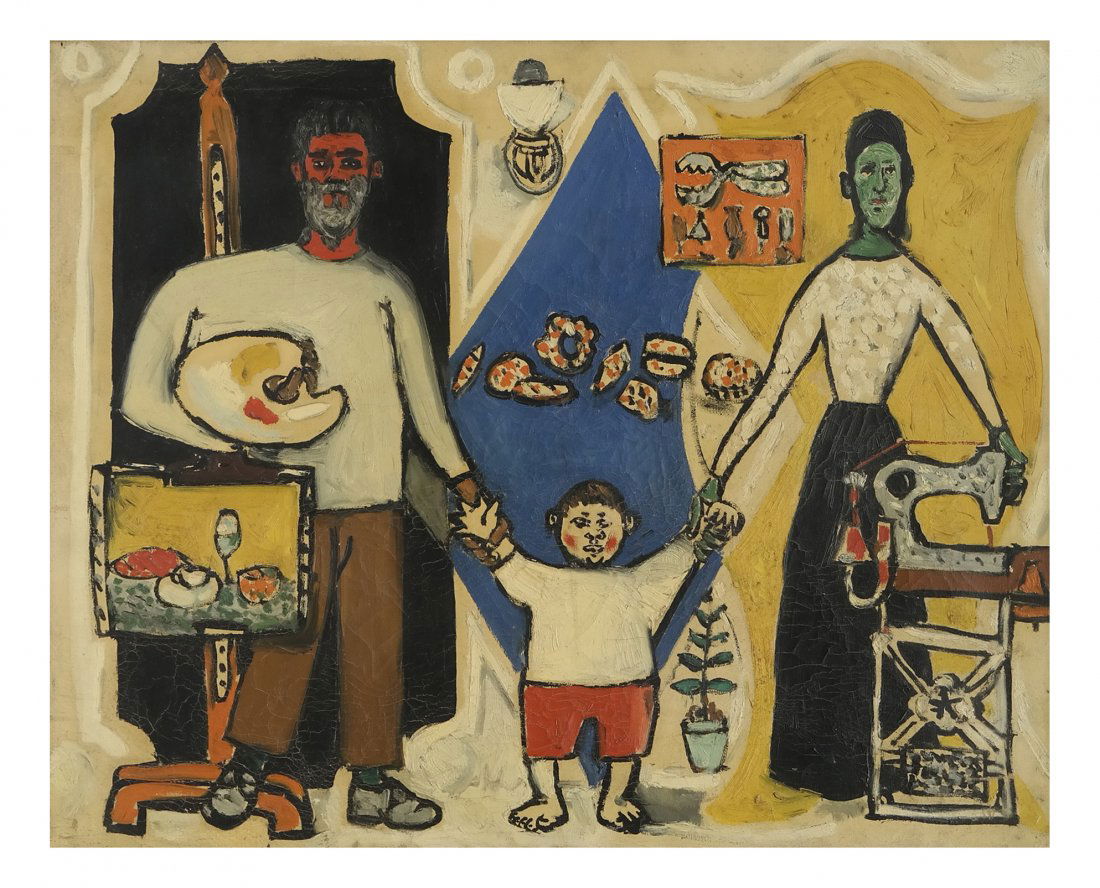 Primitive Family Scene, Oil on Canvas (1 of 4)