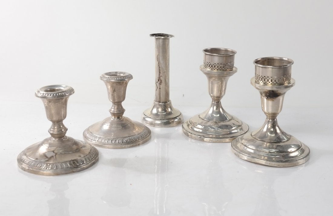 5 Sterling Weighted Low Candlesticks (1 of 7)