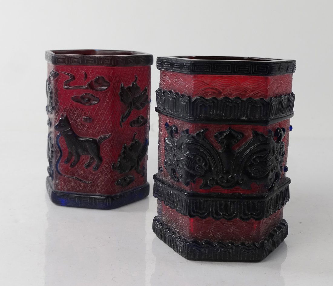 Two Chinese Peking Glass Vases (1 of 6)