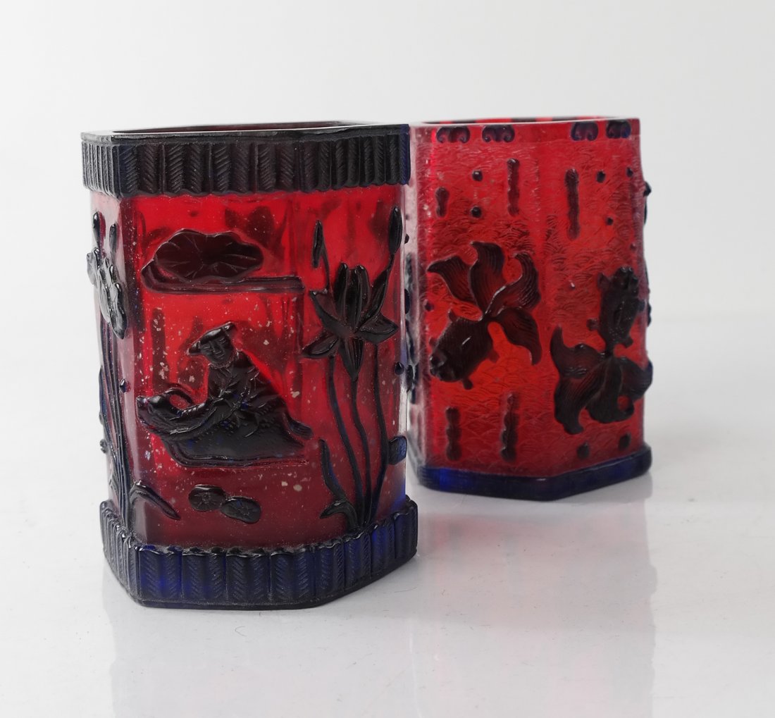 Two Chinese Peking Glass Vases (1 of 9)