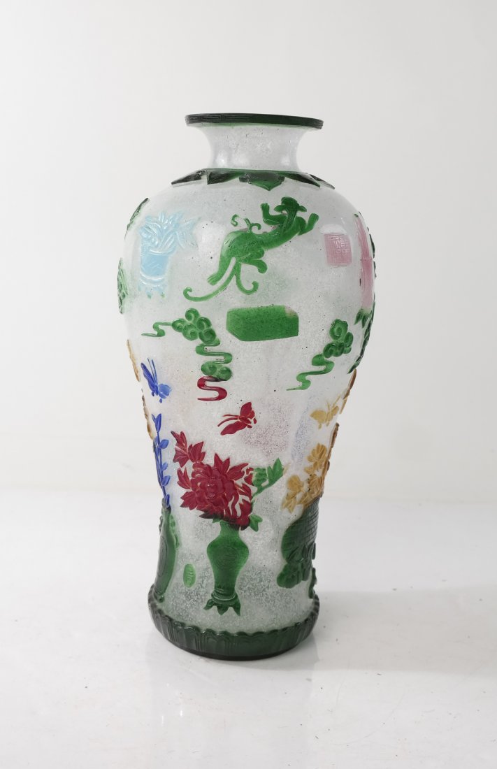 Chinese Frosted Peking Glass Vase (1 of 5)