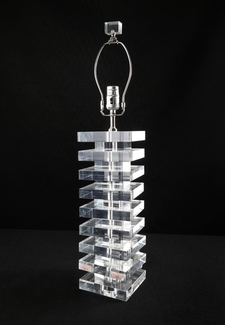 Lucite Skyscraper-Form Lamp (1 of 6)