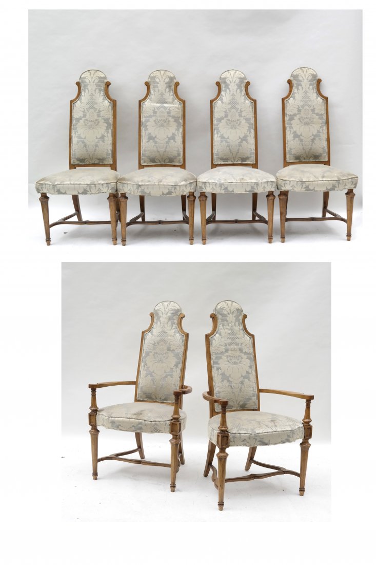 Set of 6 High Back Oak Dining Chairs (1 of 4)