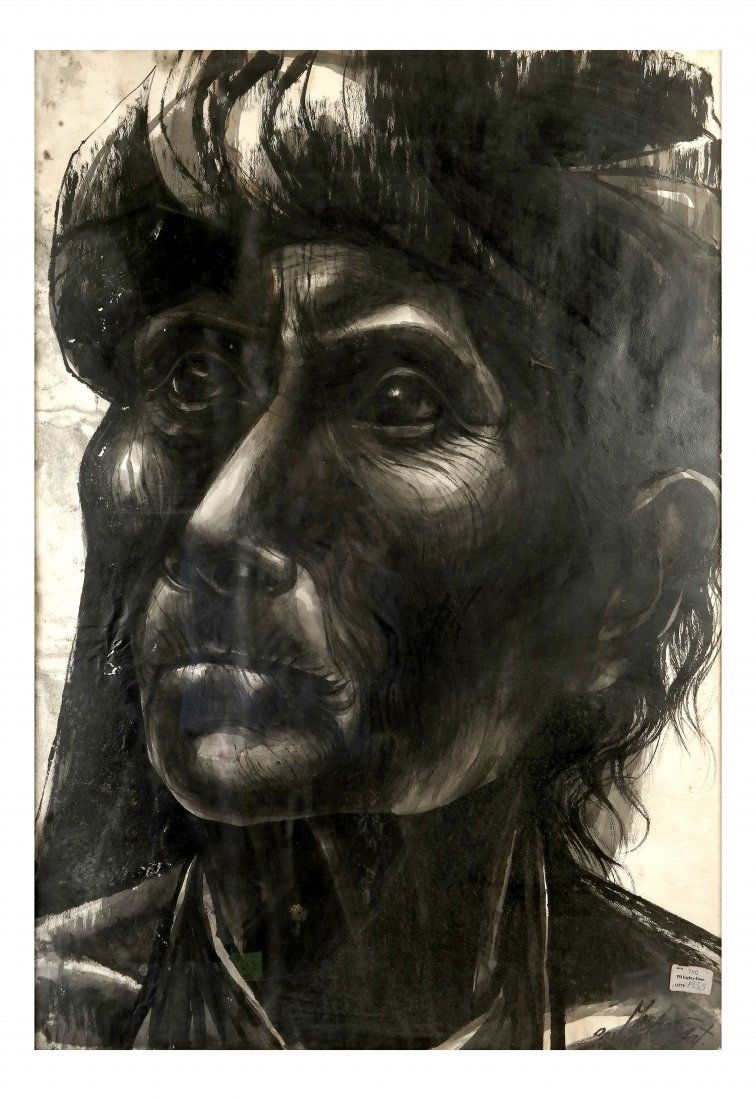 Moshe Gat, Portrait - Ink and Wash (1 of 4)