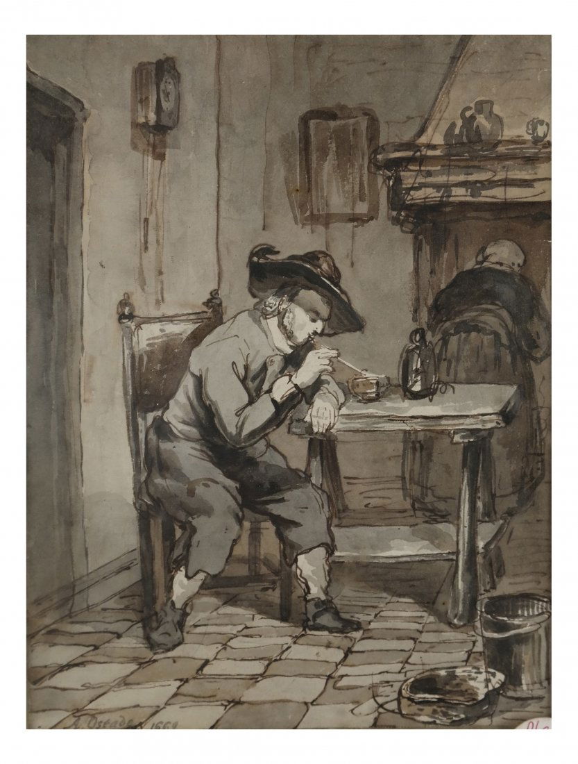 After A. Osfade, Seated Man, Watercolor (1 of 4)