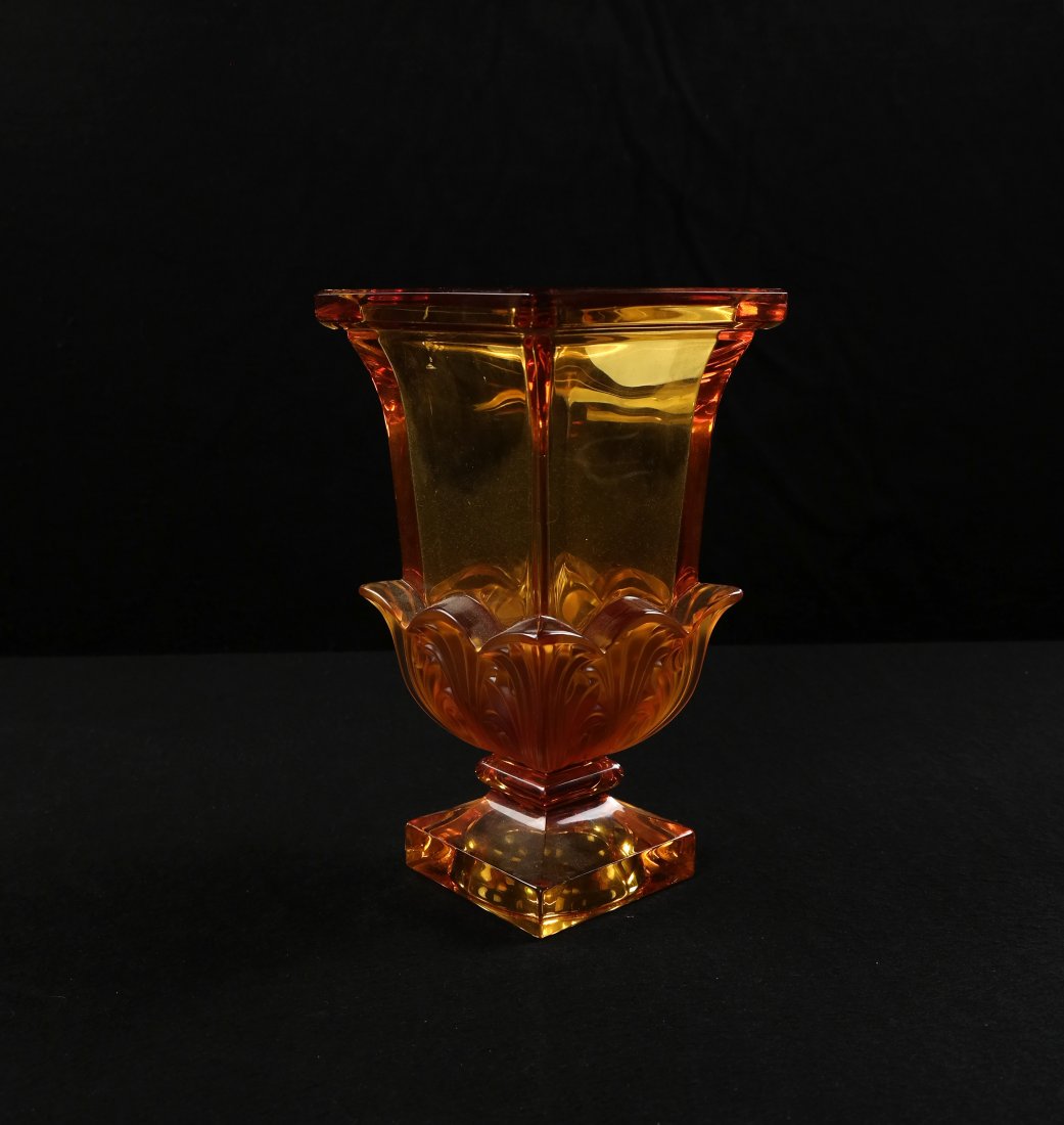 German Amber Lead Crystal Vase (1 of 5)