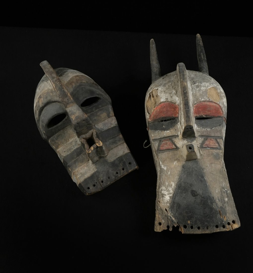 Two Carved Wood African Masks (1 of 6)
