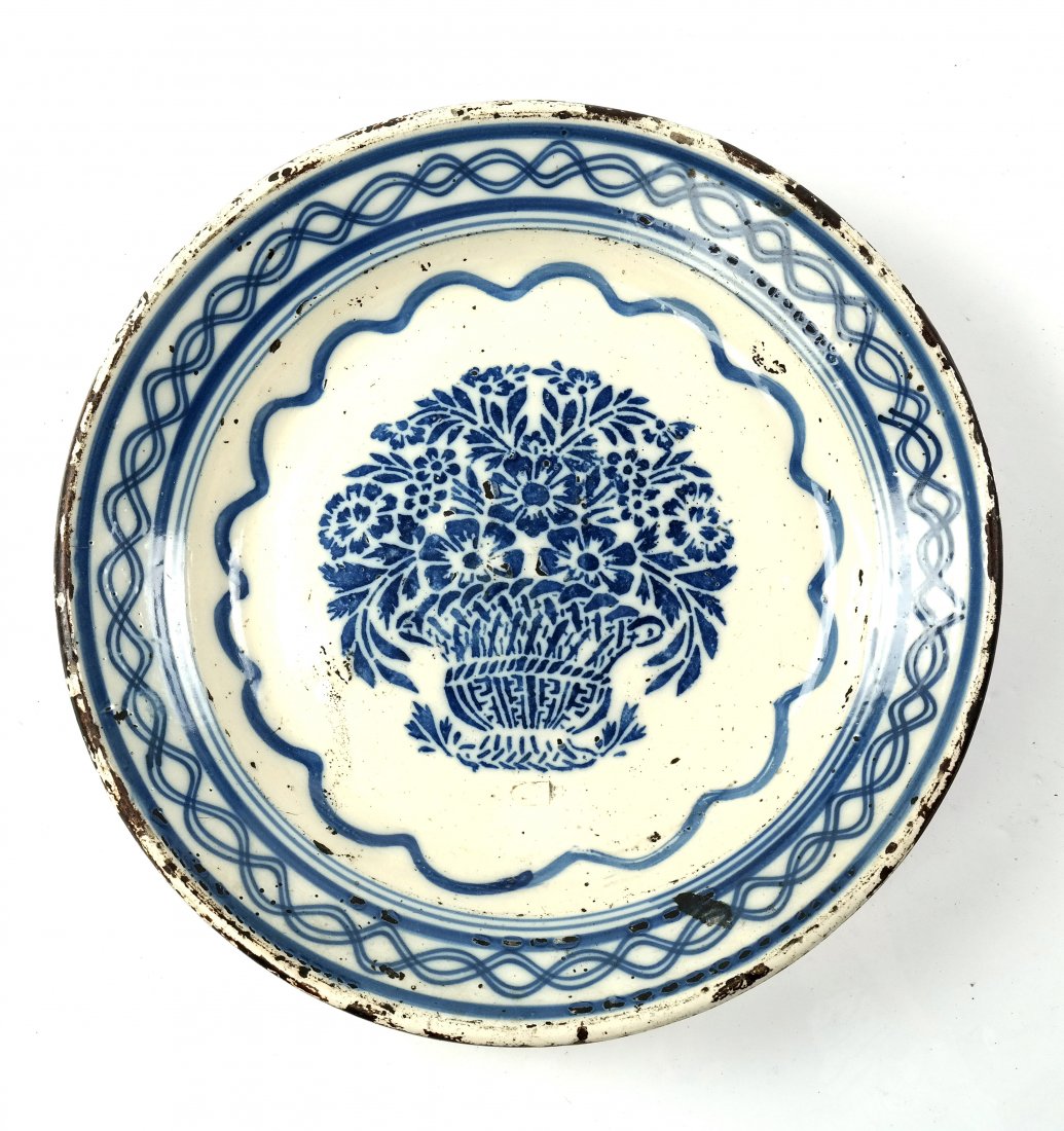 Antique Blue and White Deep Faience Bowl (1 of 4)