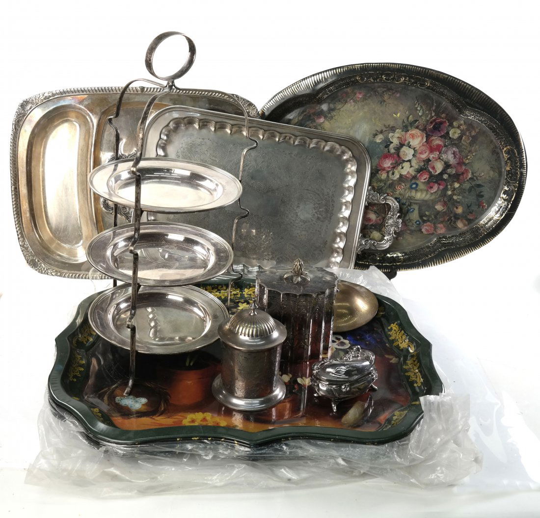 Silver Plate Trays and Boxes (1 of 10)