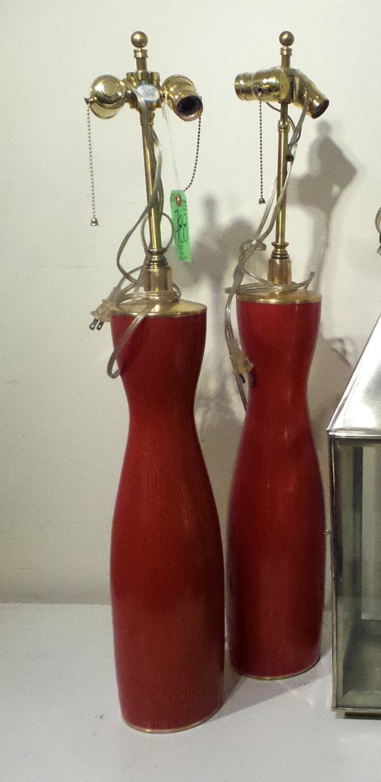 Pair of Red Enamel Lamps (1 of 1)