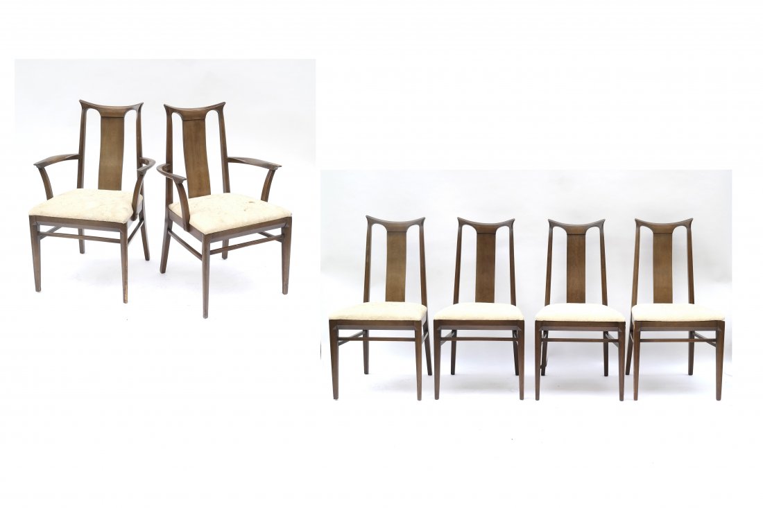 Six Modern Walnut Dining Chairs (1 of 8)