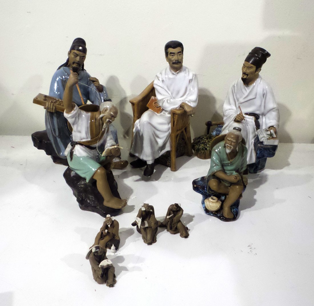 Group of 9 Chinese Mud Figures (1 of 2)