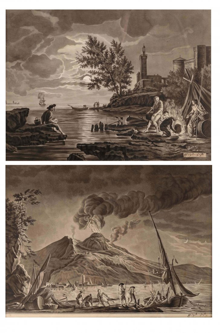 Pair of Italian Grisaille Watercolors (1 of 7)