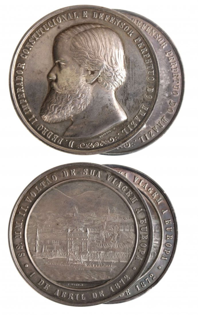 2 Brazil 1872 Dom Pedro II Silver Medals (1 of 4)