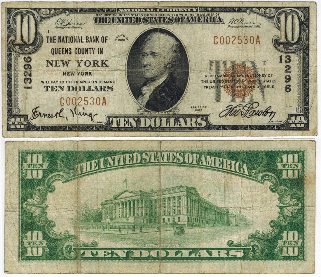 U.S. 1929 $10 National Bank Note (1 of 3)