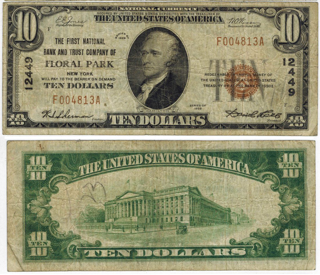 U.S. 1929 $10 National Bank Note (1 of 3)
