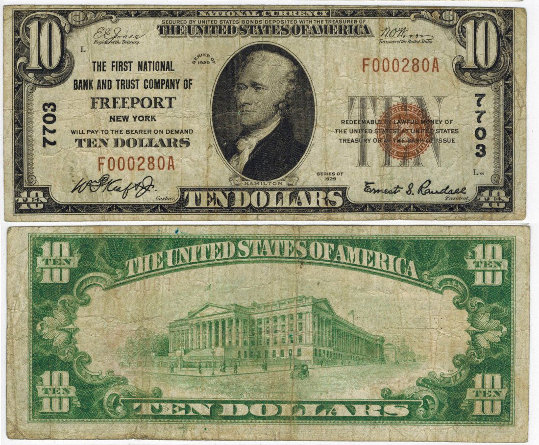 U.S. 1929 $10 National Bank Note (1 of 3)