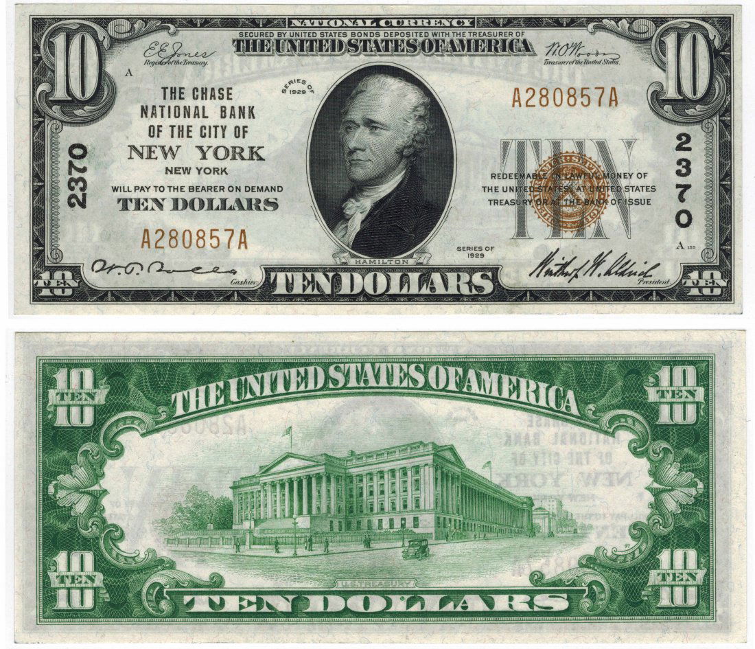 U.S. 1929 $10 National Bank Note (1 of 3)