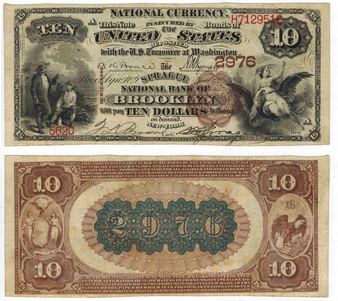 U.S. 1882 $10 National Bank Note (1 of 3)