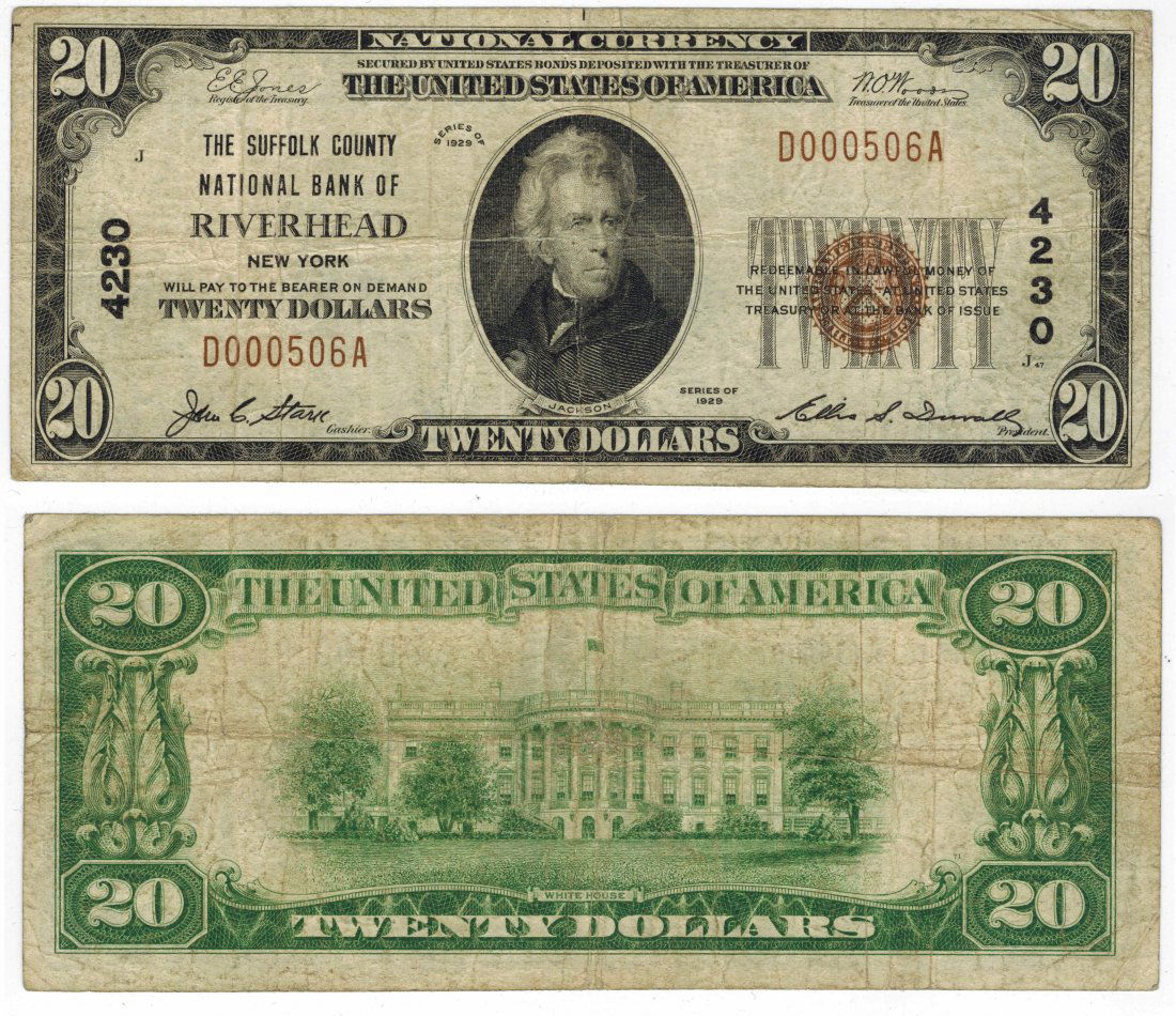 U.S. 1929 $20 National Bank Note (1 of 3)