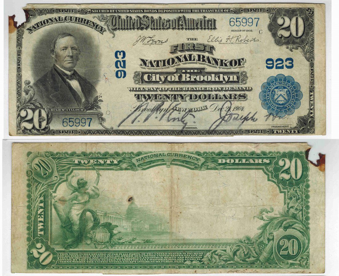 U.S. 1902 $20 National Bank Note (1 of 3)
