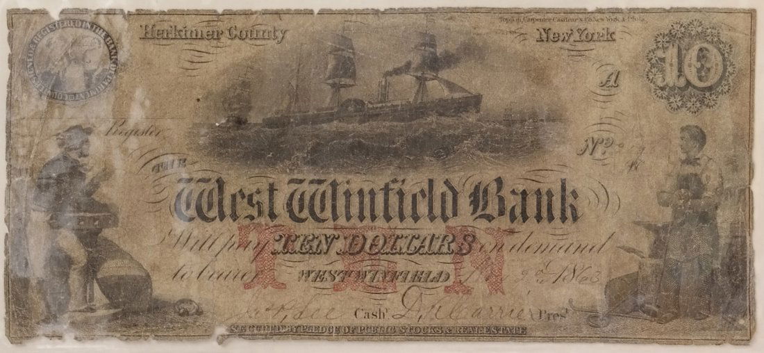 West Winfield Bank1863 $10 Obsolete Note (1 of 2)
