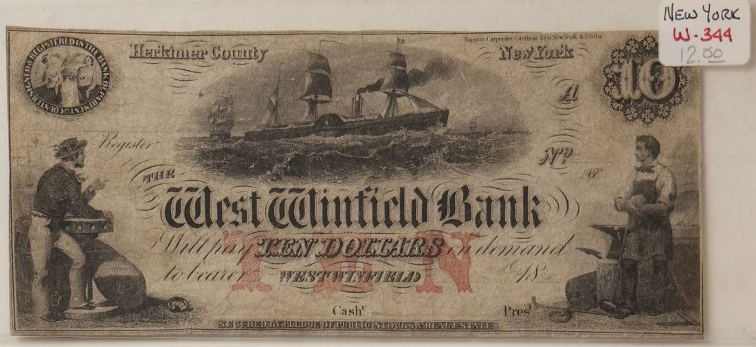 West Winfield Bank1863 $10 Obsolete Note (1 of 2)