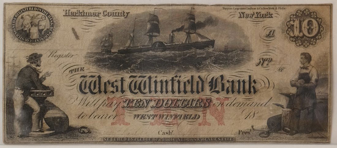 West Winfield Bank1863 $10 Obsolete Note (1 of 2)