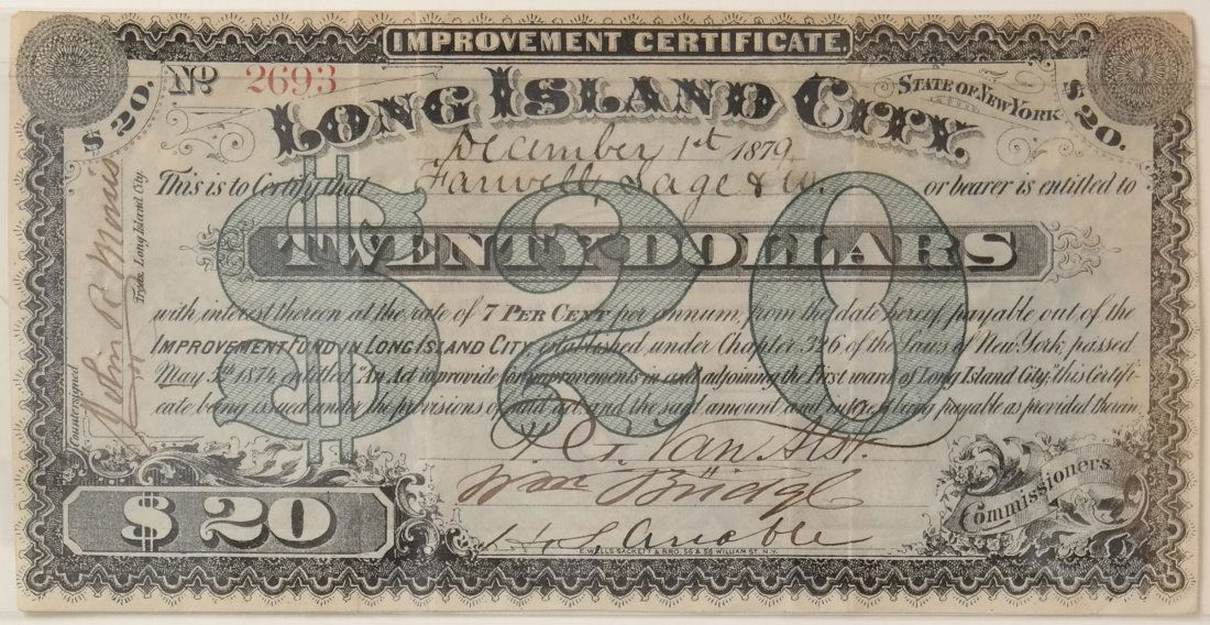 L.I.C. C1874 $20 Improvement Certificate (1 of 2)