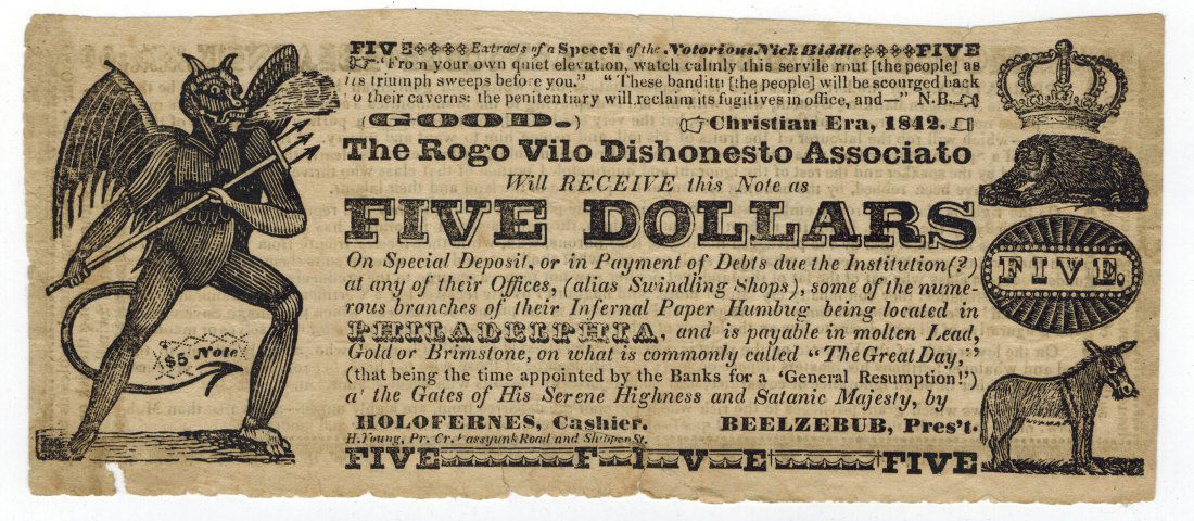 Rogo Vilo Dishonesto Assoc. 1842 $5 Note (1 of 3)