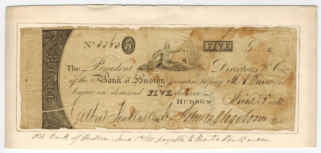The Bank Of Hudson 1811 $5 Obsolete Note (1 of 1)