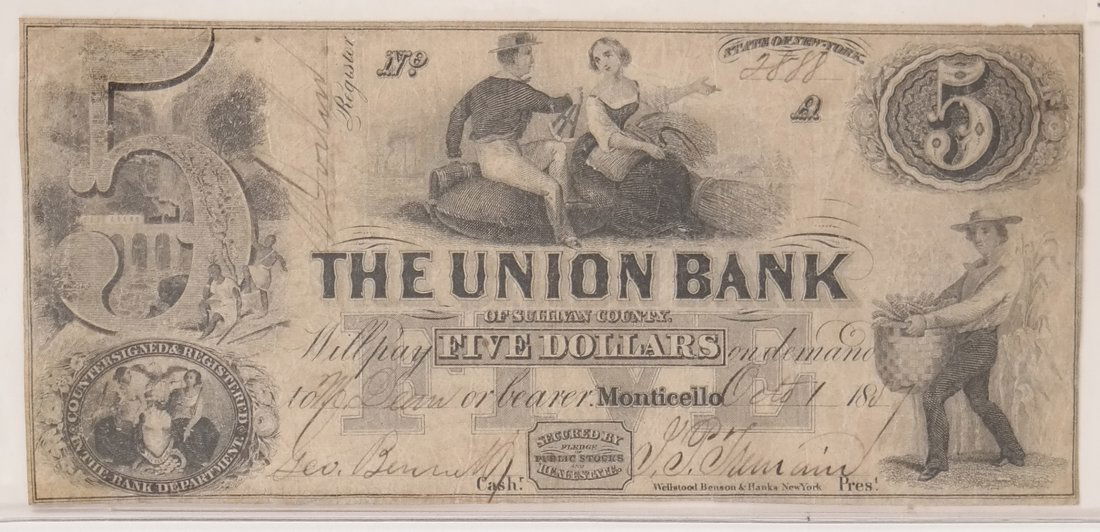 Union Bank Sullivan Co $5 Obsolete Note (1 of 2)