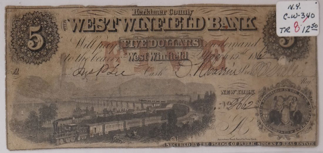 West Winfield Bank 1862 $5 Obsolete Note (1 of 1)