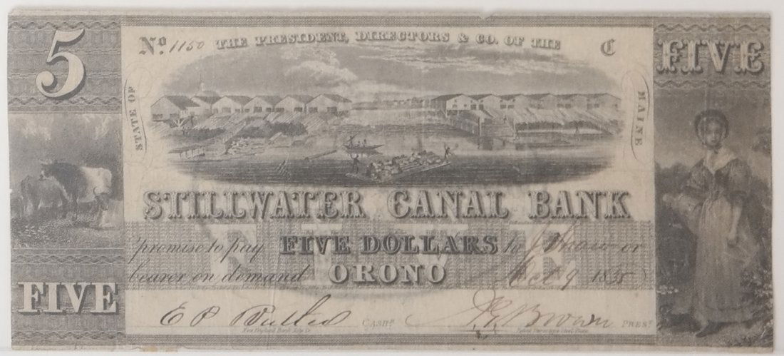 Stillwater Canal Bank  $5 Obsolete Note (1 of 2)